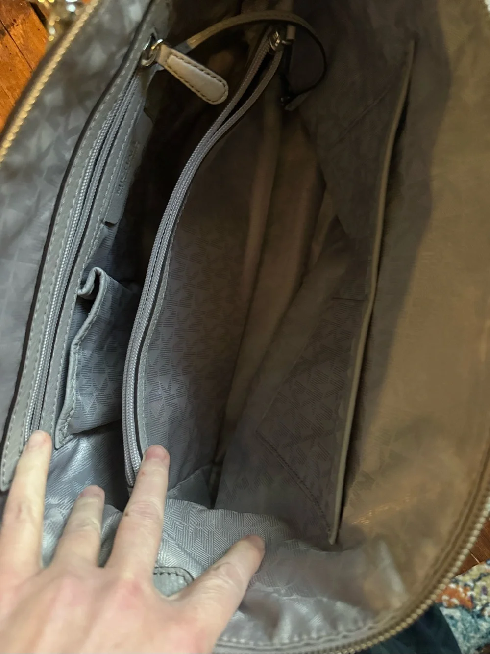 Michael Kors Riley (Pearl Grey) Leather Satchel with Shoulder Strap